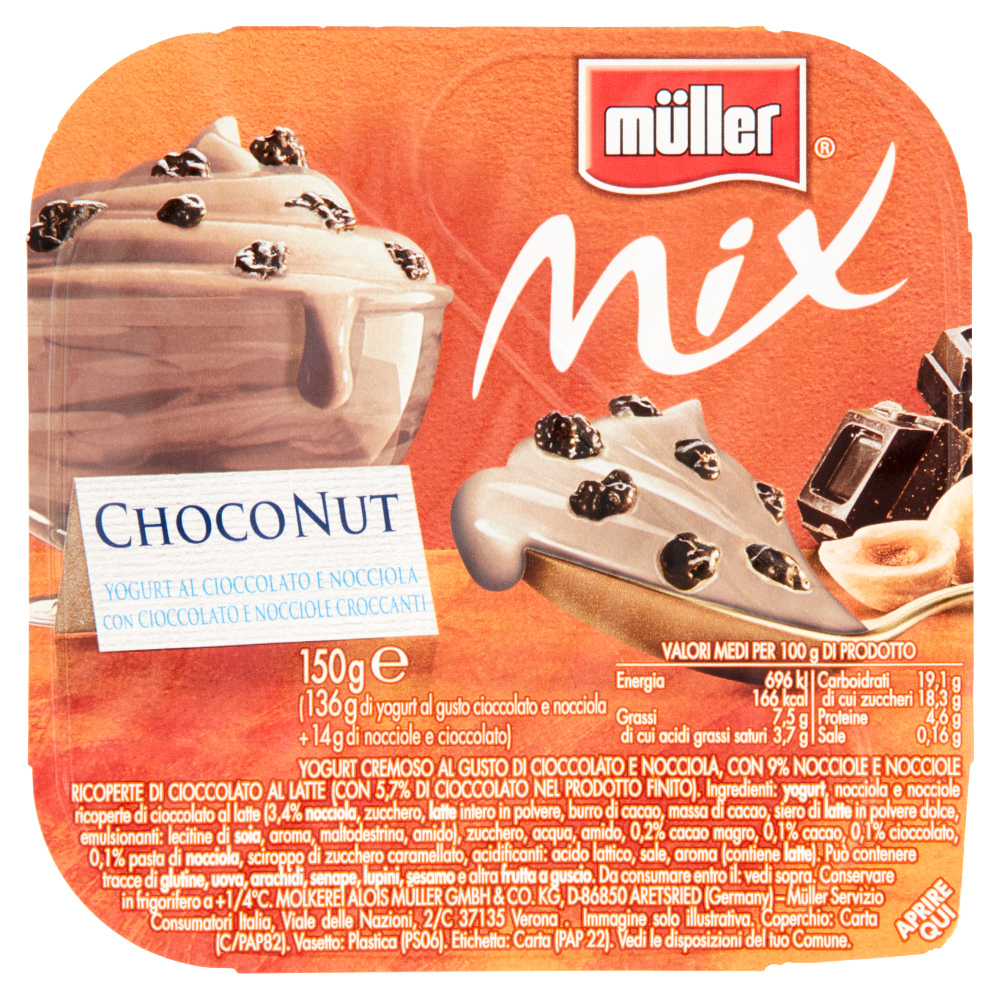 Müller Yogurt Nocciola, 2 x 125g : : Alimentari e cura della casa