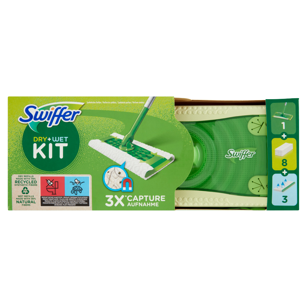Swiffer Kit Cattura Polvere (1 Manico + 3 Piumini per spolverare)