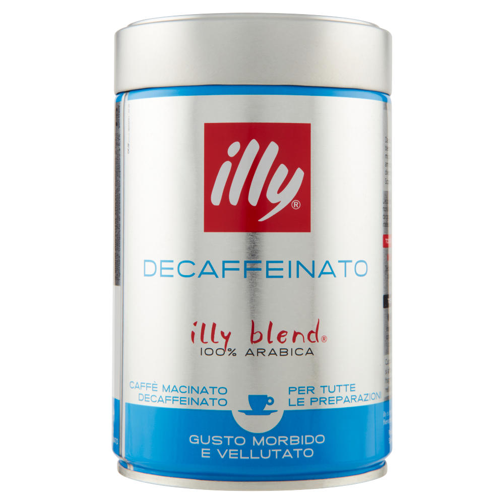 Illy Barattolo da 185 gr di caffè macinato tostato Decaffeinato Soft Can