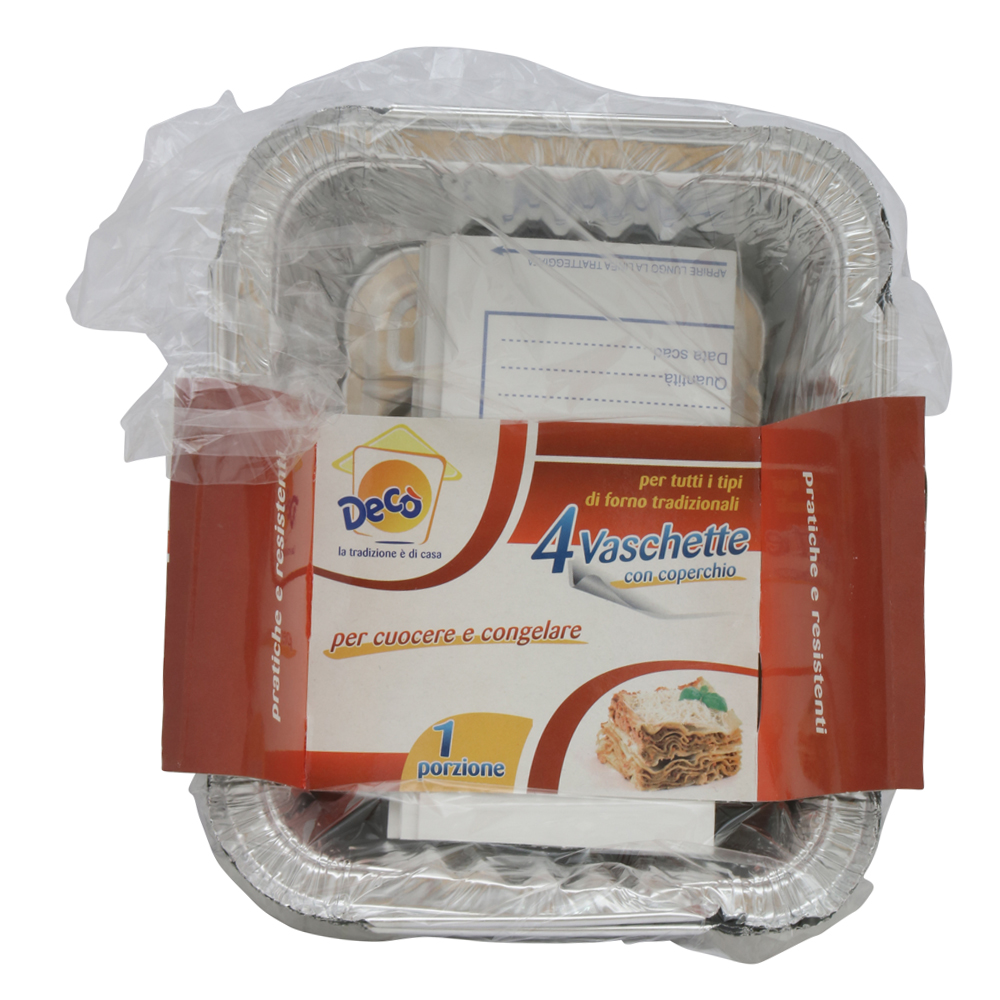 Cuki Conserva E Cuoce Vaschette Alluminio Con Coperchio 4 Porzioni 1,1 Lt 3  Pz