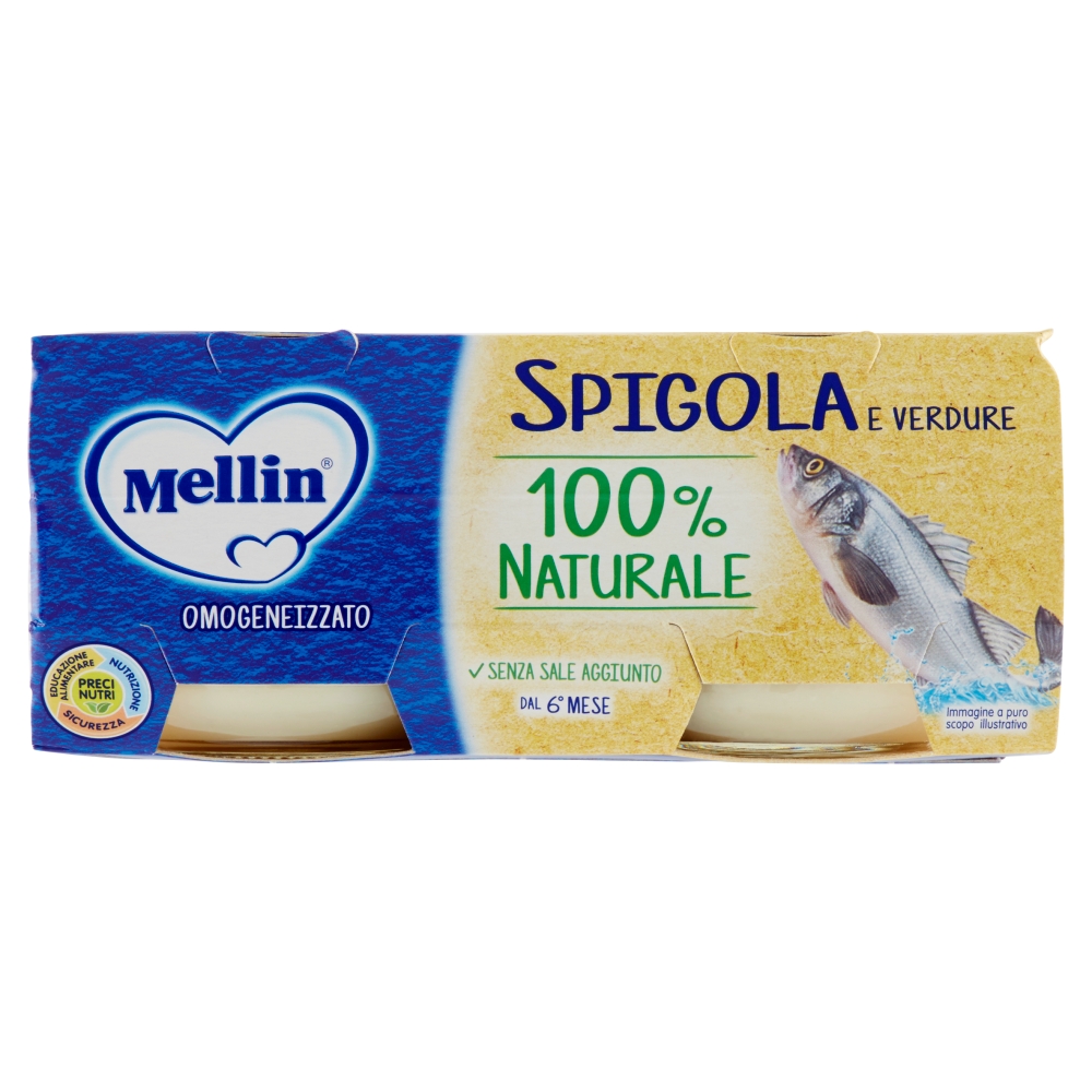 Mellin Platessa e Verdure 100% Naturale Omogeneizzato 2 x 80 g