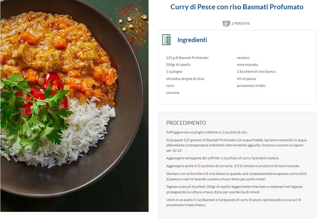 Curry di Pesce con riso Basmati Profumato