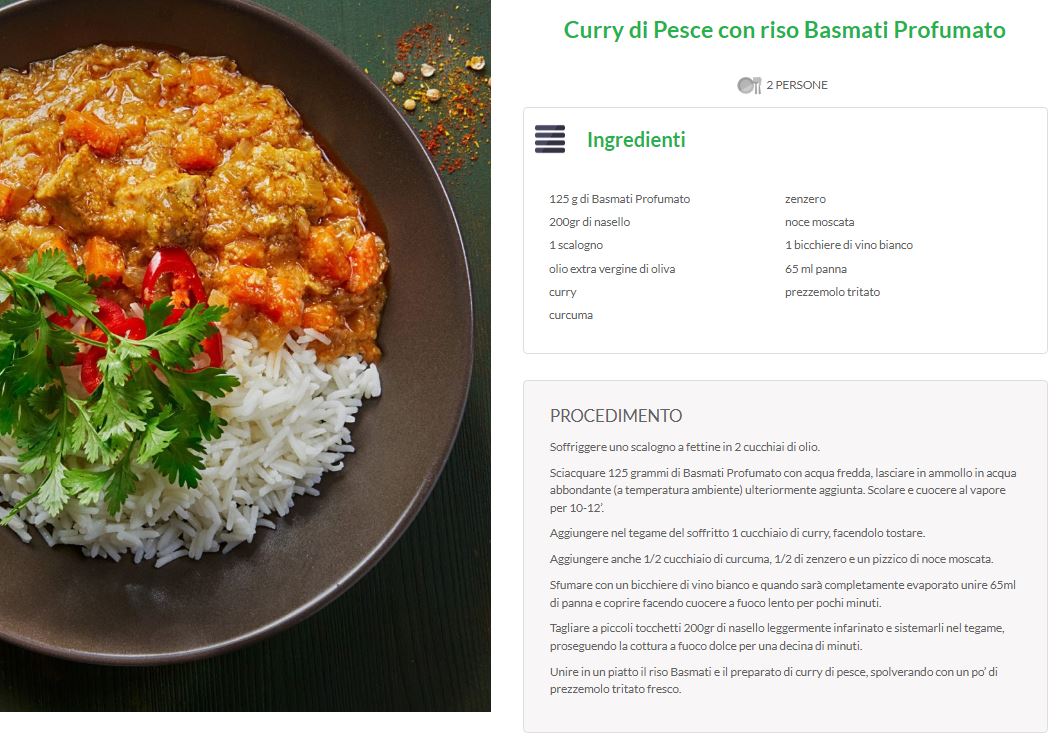 Curry di Pesce con riso Basmati Profumato