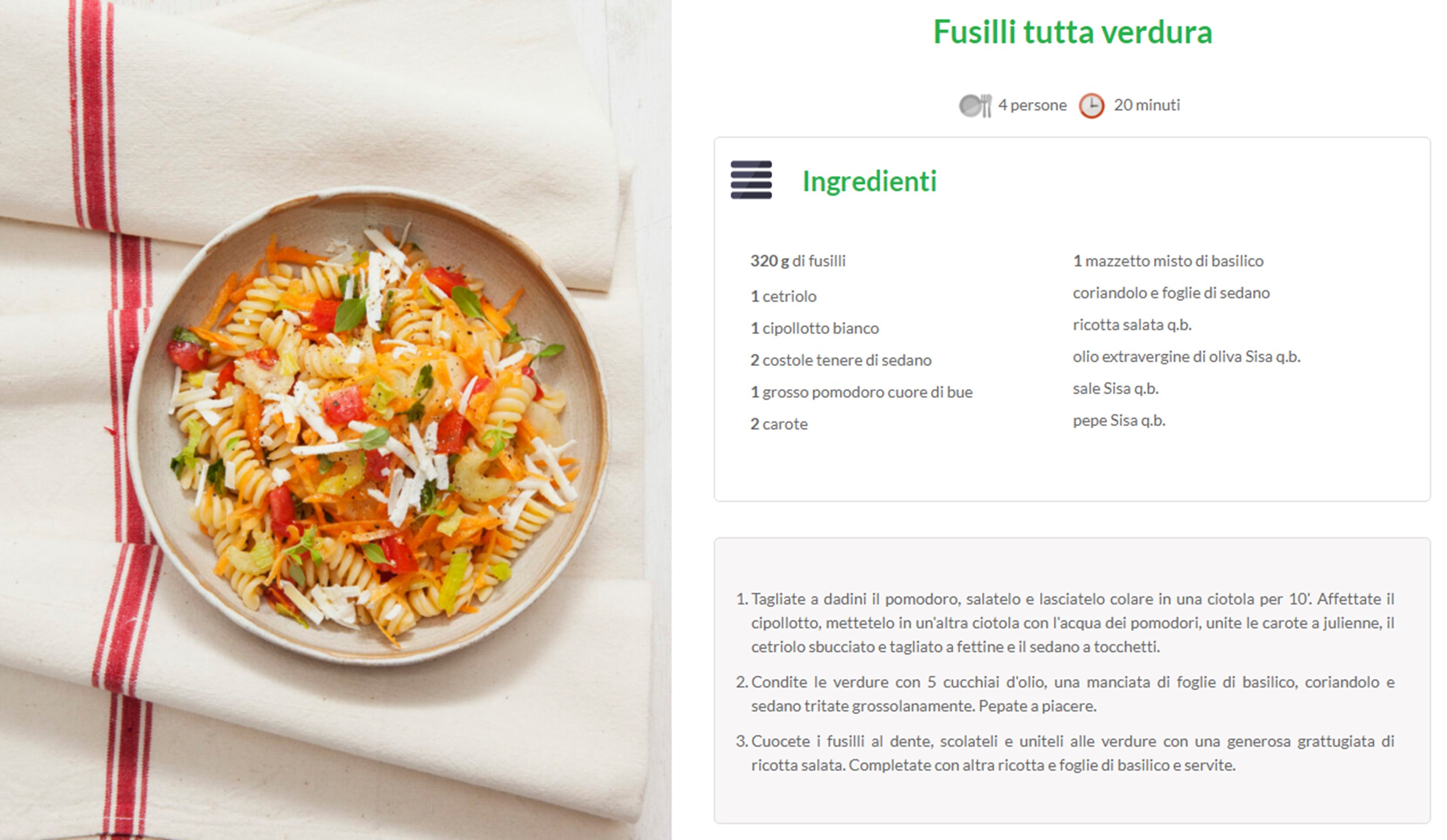 Fusilli tutta verdura