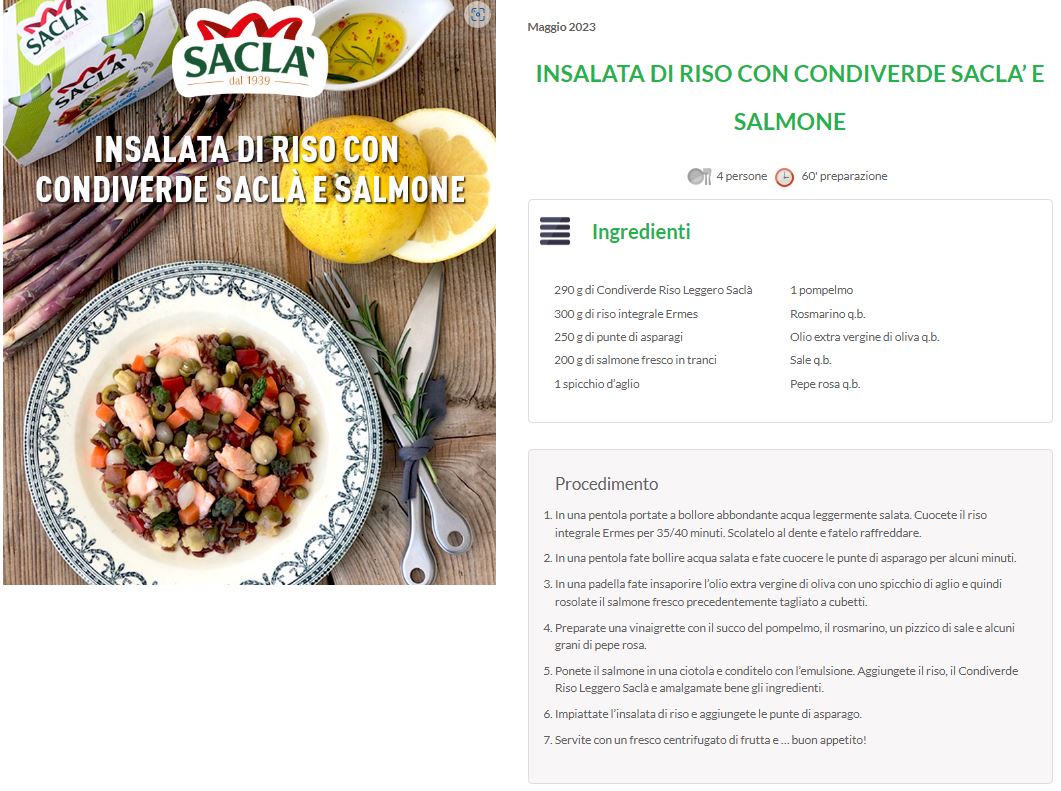 INSALATA DI RISO CON CONDIVERDE SACLA’ E SALMONE