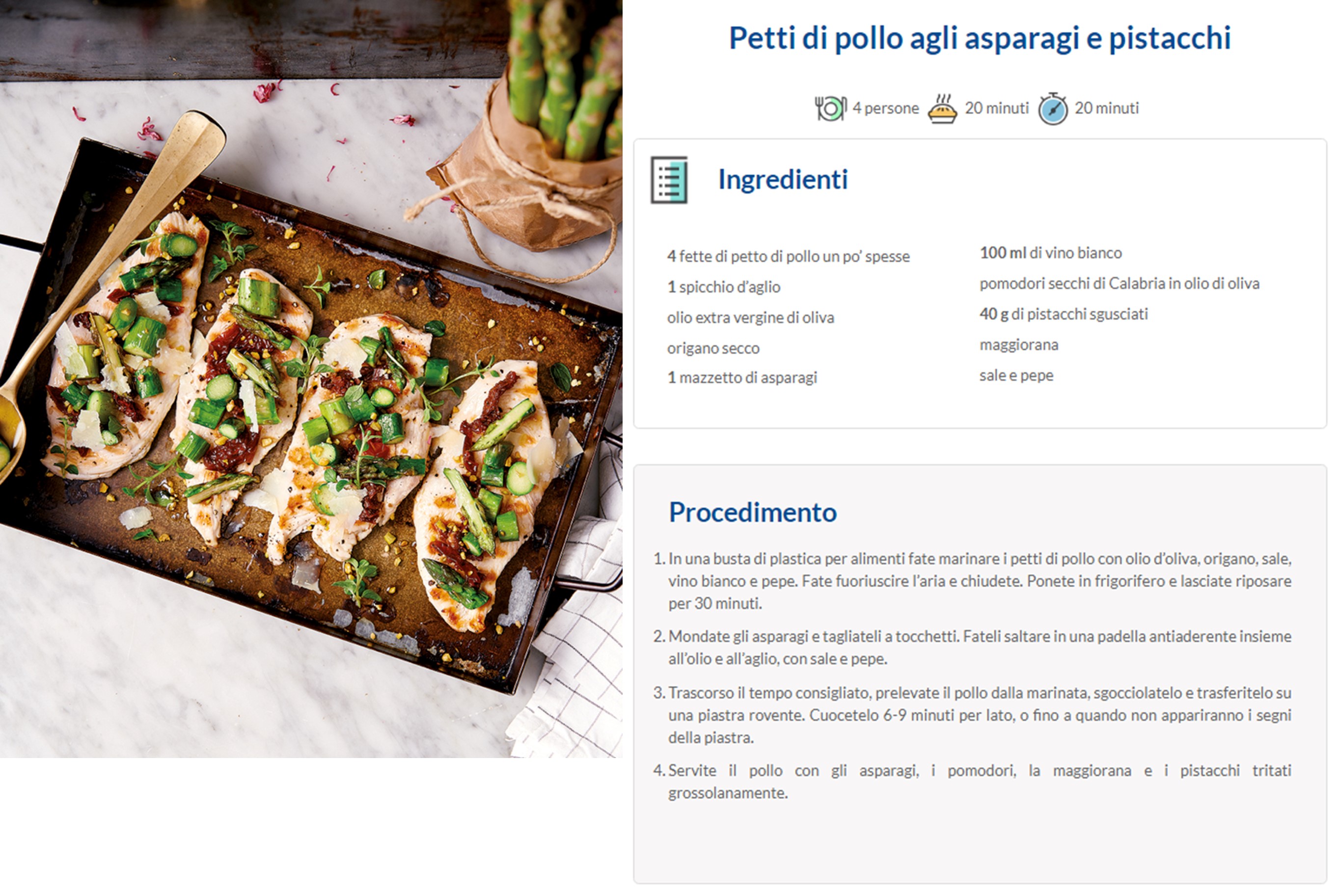 Petti di pollo agli asparagi e pistacchi
